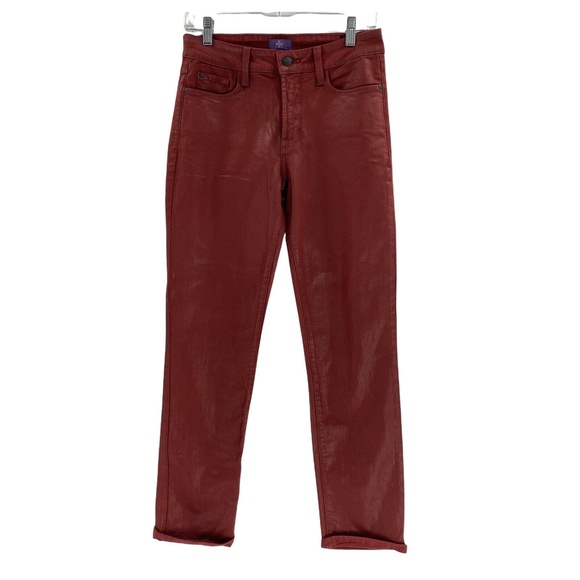 NYDJ Jeans Size 6 Cranberry Red Coated Lift Tuck Sculpt Slimming Sheri Skinny